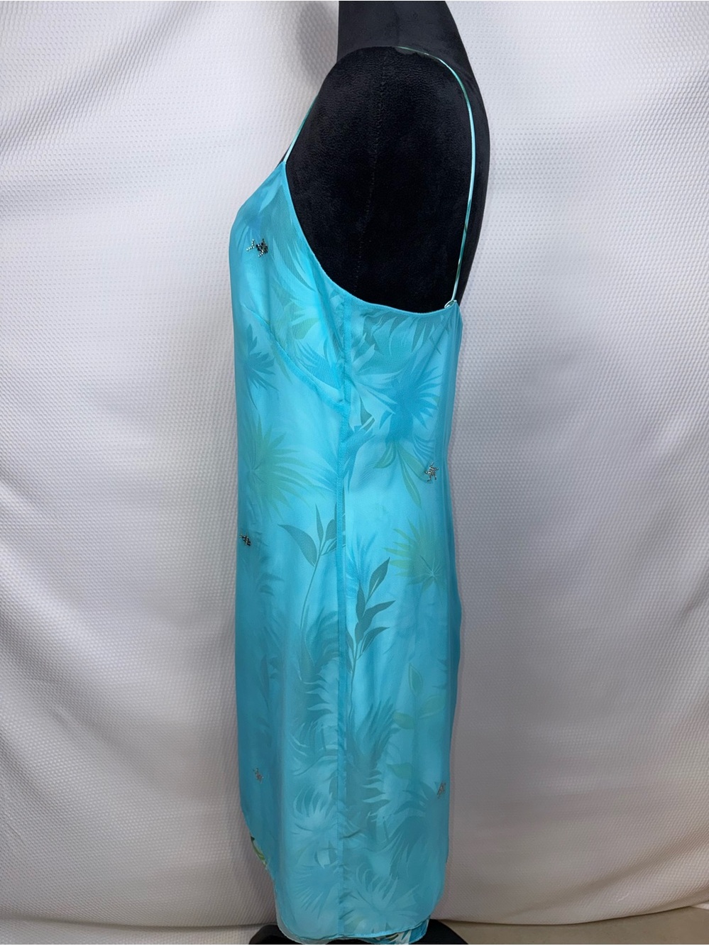 Laundry by Shelli Segal Dress Size 8 Turquoise Floral Sheer Overlay Rhinestone Y - Picture 3 of 16